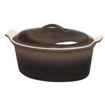 Terrine ovale, couvercle et presse 20 cm terre naturelle Le Creuset